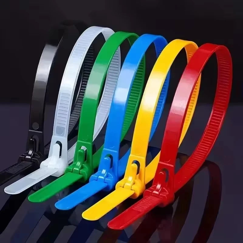 100-Pack Reusable Self-Locking Nylon Cable Ties – Mixed Colors Reusable Cable Ties P3