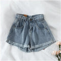PTKPCC Women's High-Waist Loose Denim Shorts – Korean Retro Denim Shorts P3 Light Blue XXL