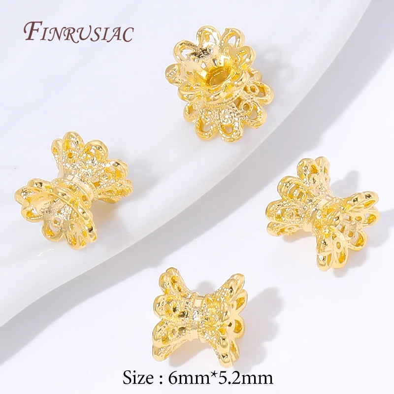 18K Gold Plated Filigree Flower Bead Caps | DIY Jewelry Making Jewelry Bead Caps P3 18K Real Gold Plated 10 pcs