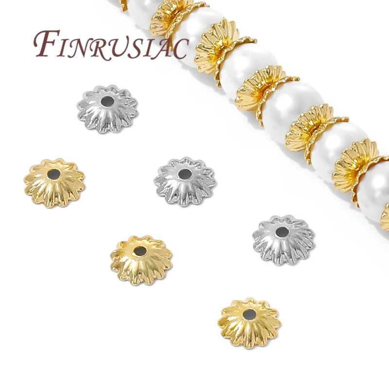 18K Gold Plated Flower Bead Caps 5.7mm – 50/100 Pcs DIY Jewelry Jewelry Bead Caps P3