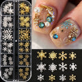 Metallic Snowflake Nail Charms 12 Grids – Gold & Silver Winter Nail Art Charms P3 S-359-01