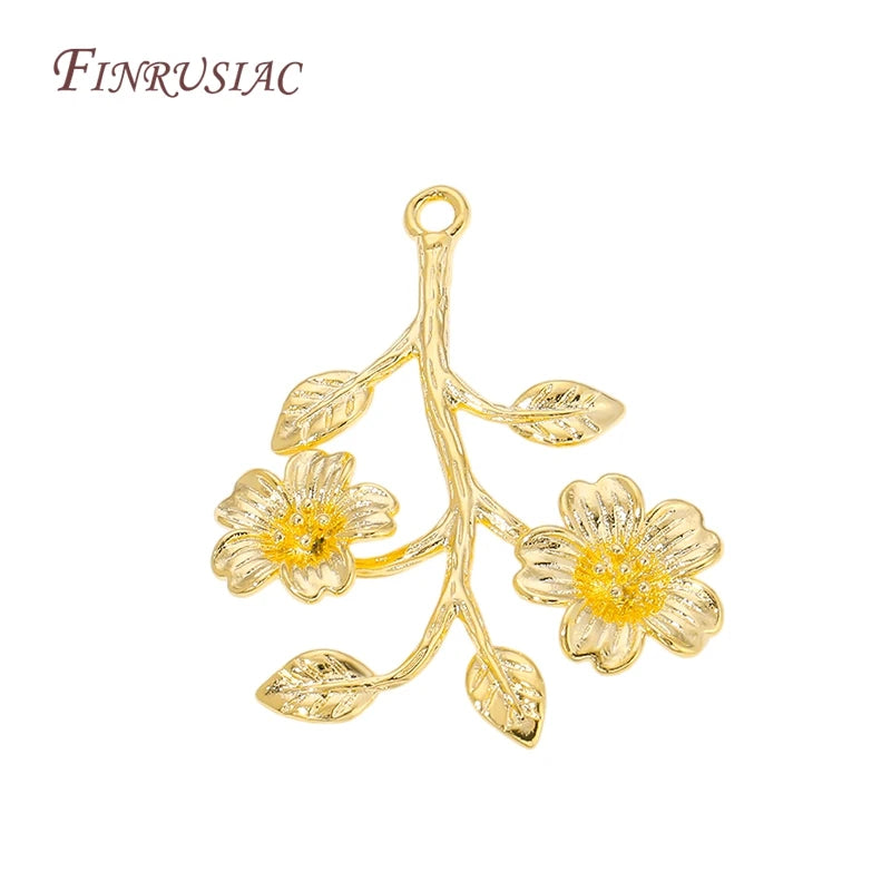 18K Gold Plated Flower Branch Charms & Leaf Pendants – DIY Jewelry Charms & Findings P3