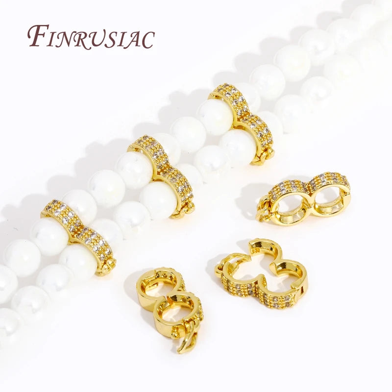 18K Gold Plated Pearl Enhancer Clasp – Zircon Necklace Shortener Jewelry Clasp Connector P3