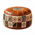 Moroccan PU Leather Fillable Storage Ottoman Pouf | Round Floor Seat Storage Ottoman Pouf P3 5
