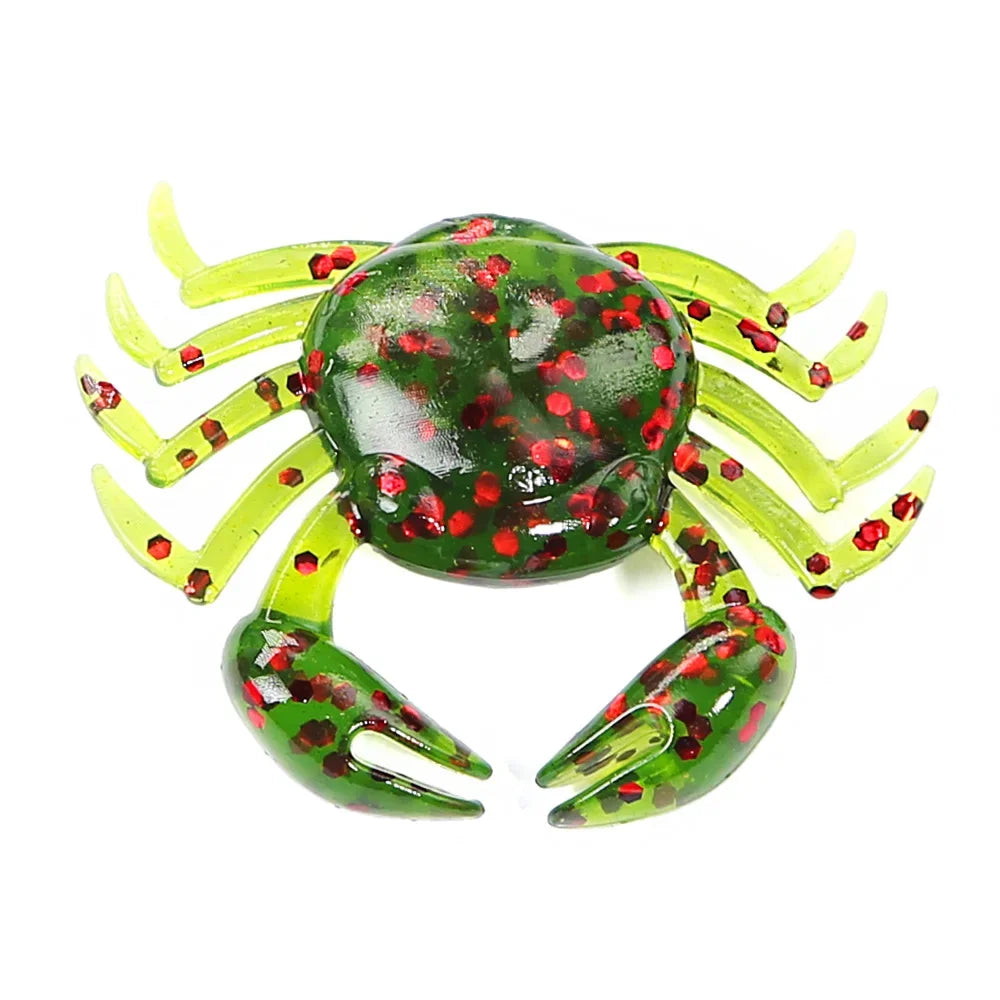 B&U 12pc 3D Soft Crab Lure Set – Bass Wrasse Cod Fishing Soft Fishing Lure P3 green red 12pcs-38mm