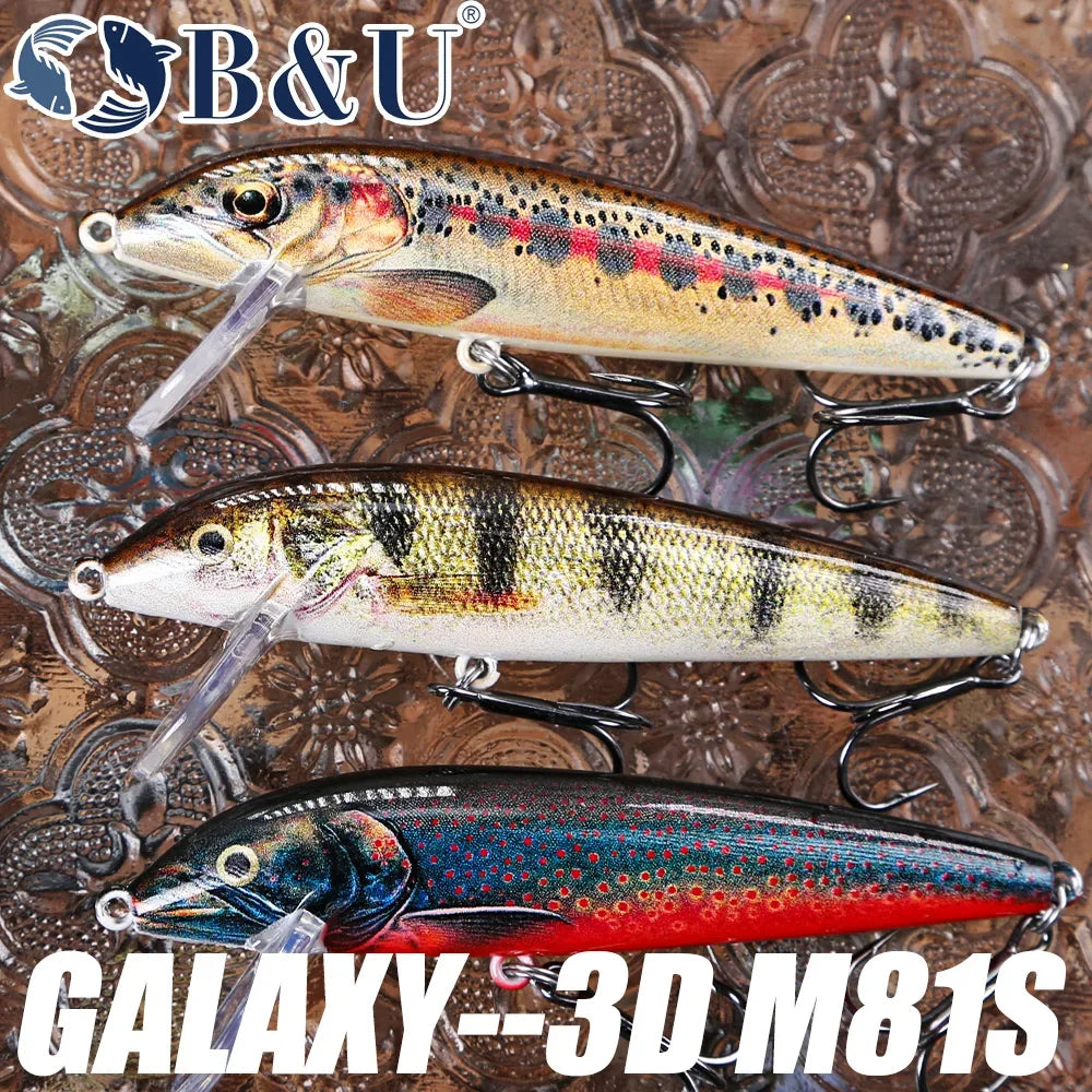 B&U 80mm Sinking Minnow Jerkbait – Bass Pike Perch Trout Lure Sinking Minnow Lure P3