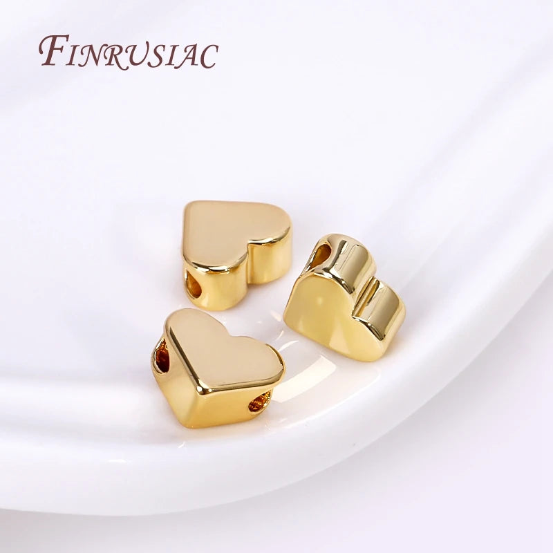 18K Gold Plated Heart Spacer Beads – DIY Bracelet Necklace Jewelry Spacer Beads P3