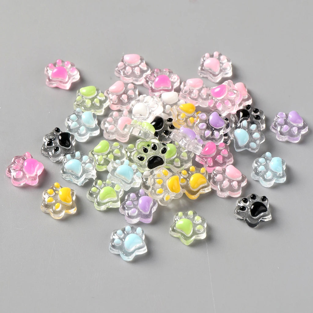 100pcs 3D Kawaii Cat Paw Nail Charms – Acrylic Nail Art Studs Nail Art Charms P3