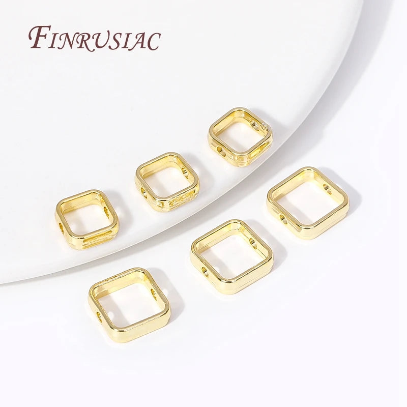 18K Gold Plated Square Spacer Beads for DIY Bracelet Jewelry Jewelry Spacer Beads P3