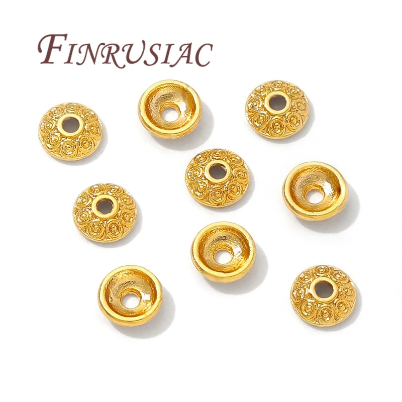 18K Gold Plated Round Bead Caps 7mm – DIY Jewelry Spacer Findings Jewelry Bead Caps P3