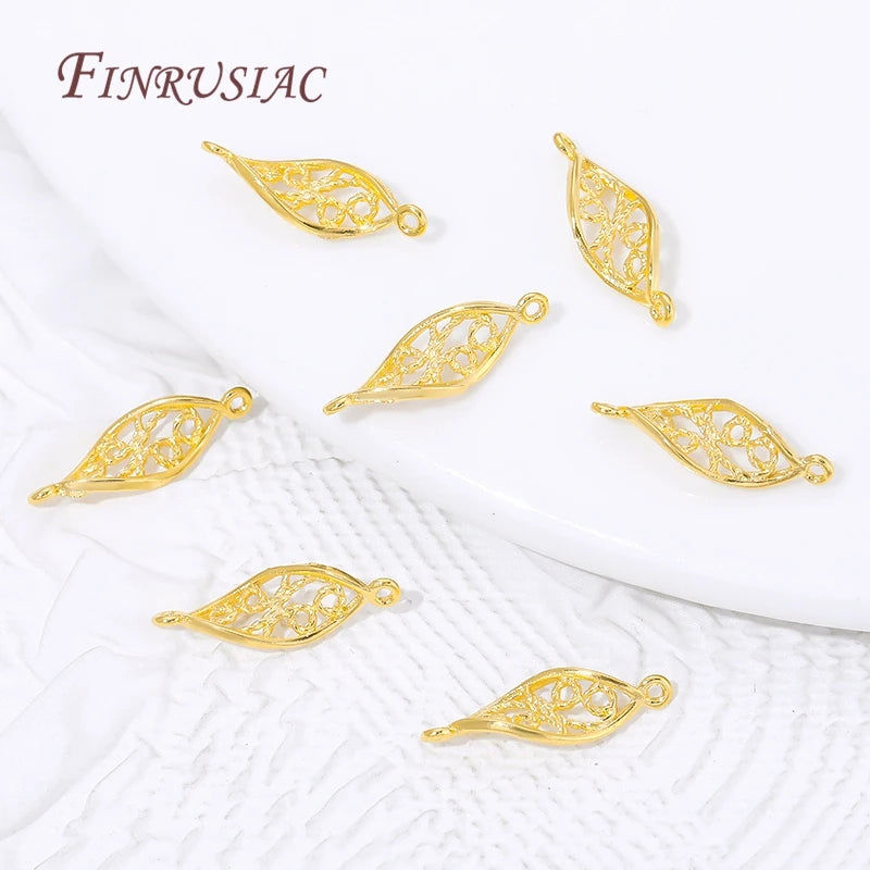 18K Gold Plated Filigree Hollow Leaf Connector | DIY Jewelry Jewelry Connector Finding P3
