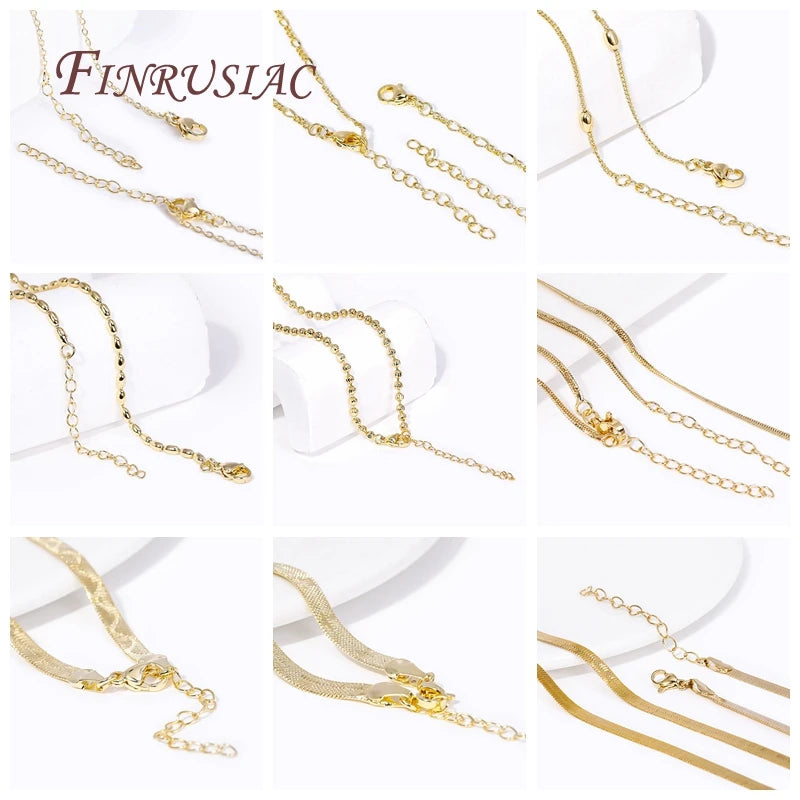 18K Gold Plated Brass Oval Chain Necklace | DIY Jewelry Making Chain Necklace Finding P3
