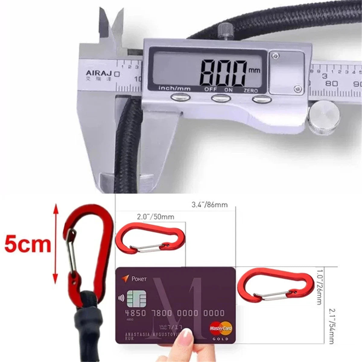 Elastic Bungee Cord with Carabiner | Camping Luggage Binding Bungee Cord Carabiner P3