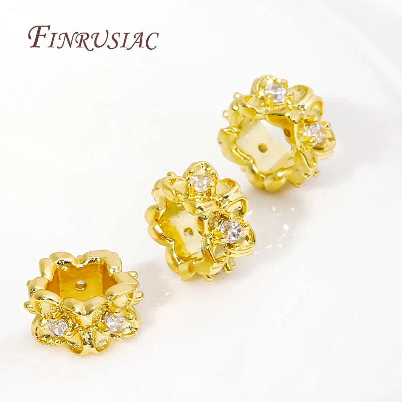 18K Gold Plated Brass Zircon Bead Separators – DIY Jewelry Jewelry Making Beads P3