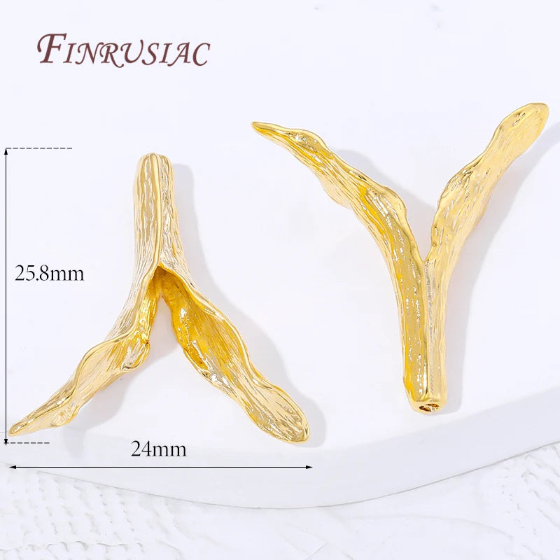 18K Gold Plated Twig Branch Bead Caps – DIY Jewelry Findings Jewelry Bead Caps P3 18K Real Gold Plated 4 pieces