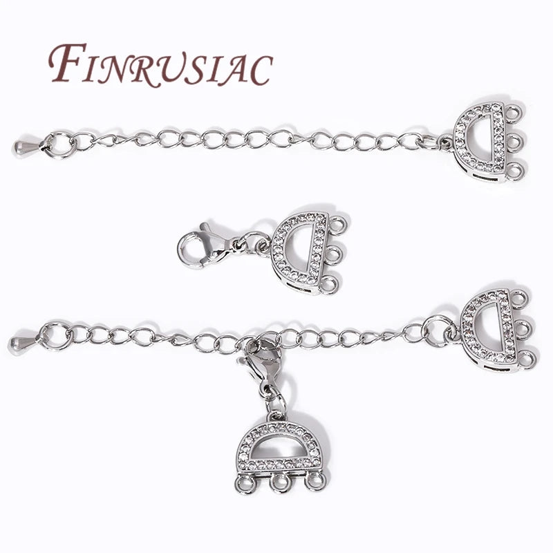 18K Gold Plated Zircon Lobster Clasp Extension Chain DIY Set Jewelry Findings Set P3