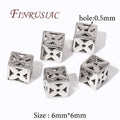 18K Gold Plated Square Hollow Brass Bead – DIY Jewelry Findings Jewelry Spacer Beads P3 Rhodium Plated 6 pieces