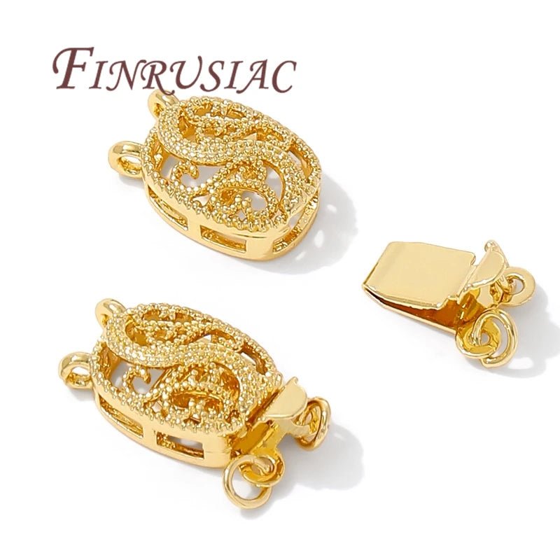 18K Gold Plated Bead Safety Clasp for Bracelets | FINRUSIAC Jewelry Clasp Findings P3