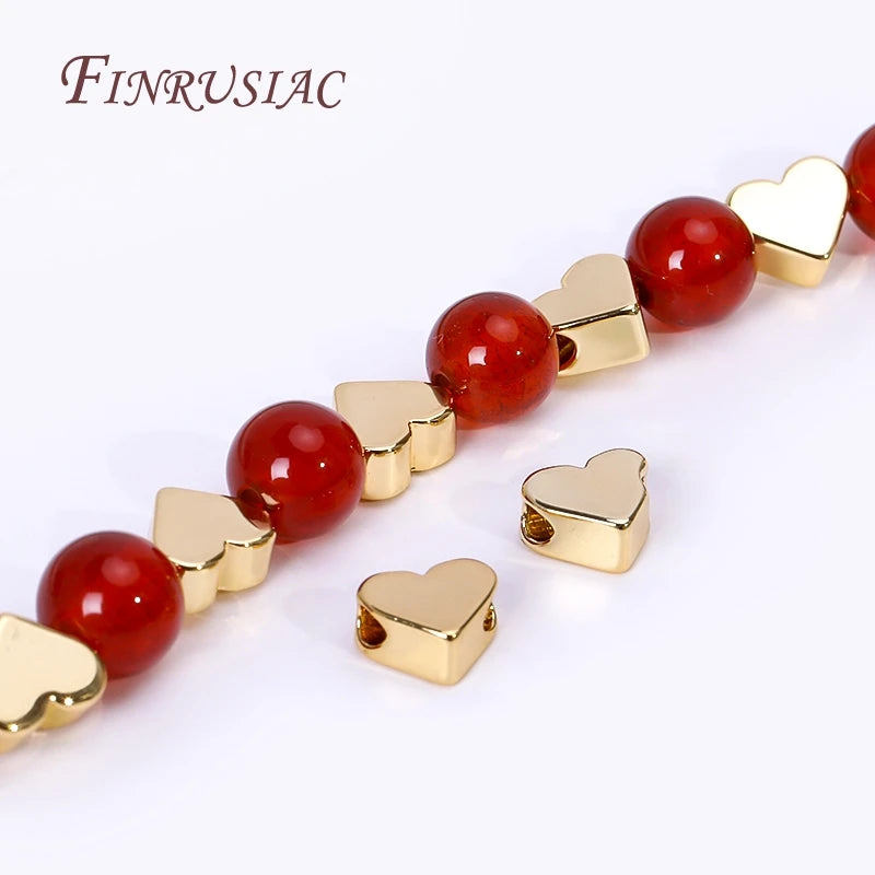 18K Gold Plated Heart Spacer Beads – DIY Bracelet Necklace Jewelry Spacer Beads P3
