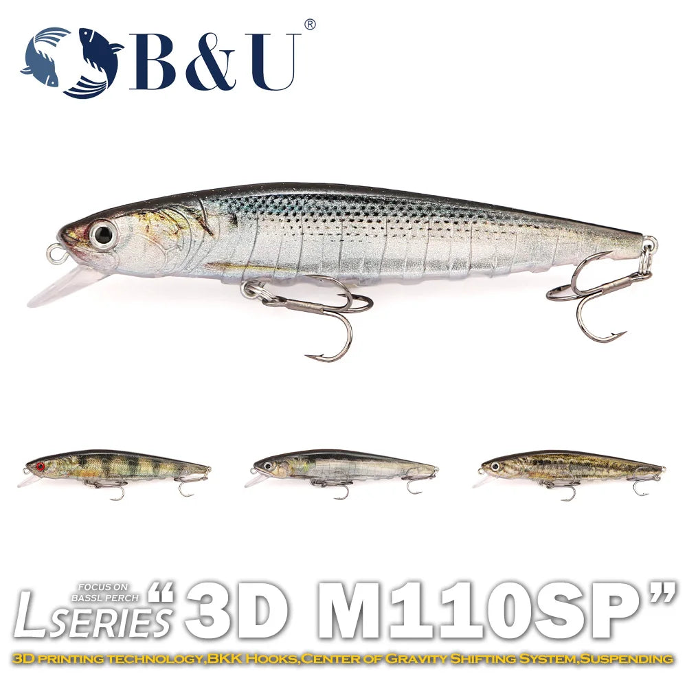B&U Suspending Minnow Lure Set – Jerkbait for Bass Pike Perch Fishing Lure Set P3