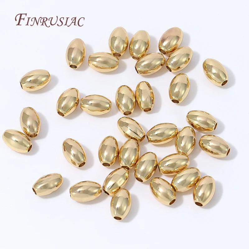 18K Gold Plated Oval Rice Spacer Beads | DIY Jewelry Making Jewelry Spacer Beads P3