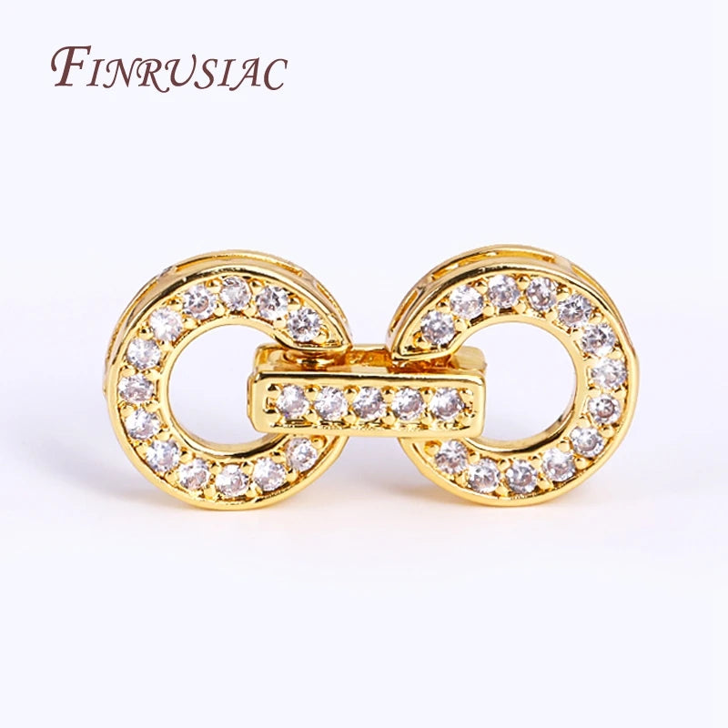 18K Gold Plated Zircon Round Clasp 11x24mm – DIY Jewelry Jewelry Clasp Finding P3
