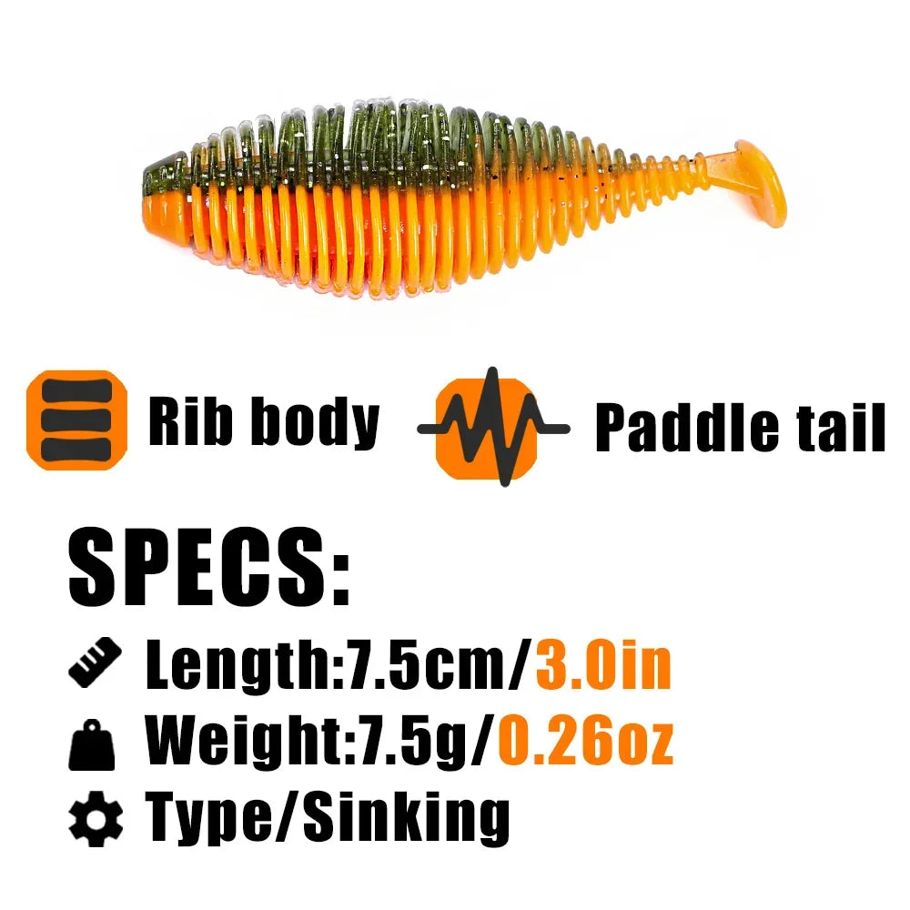 B&U Swimbait Vib 7.5cm Soft Shad Lure – 4 Pack | Pike Bass Soft Fishing Lure P3