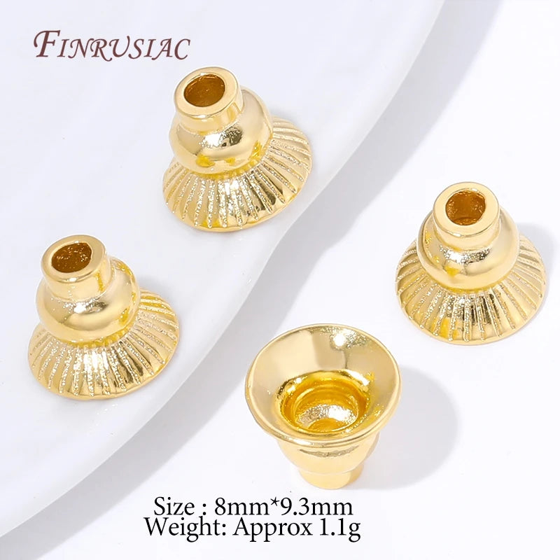 18K Gold Plated Bell Tassel End Caps | Brass Bead Findings Jewelry Bead Cap Findings P3 18K Gold Plated 4 PCS