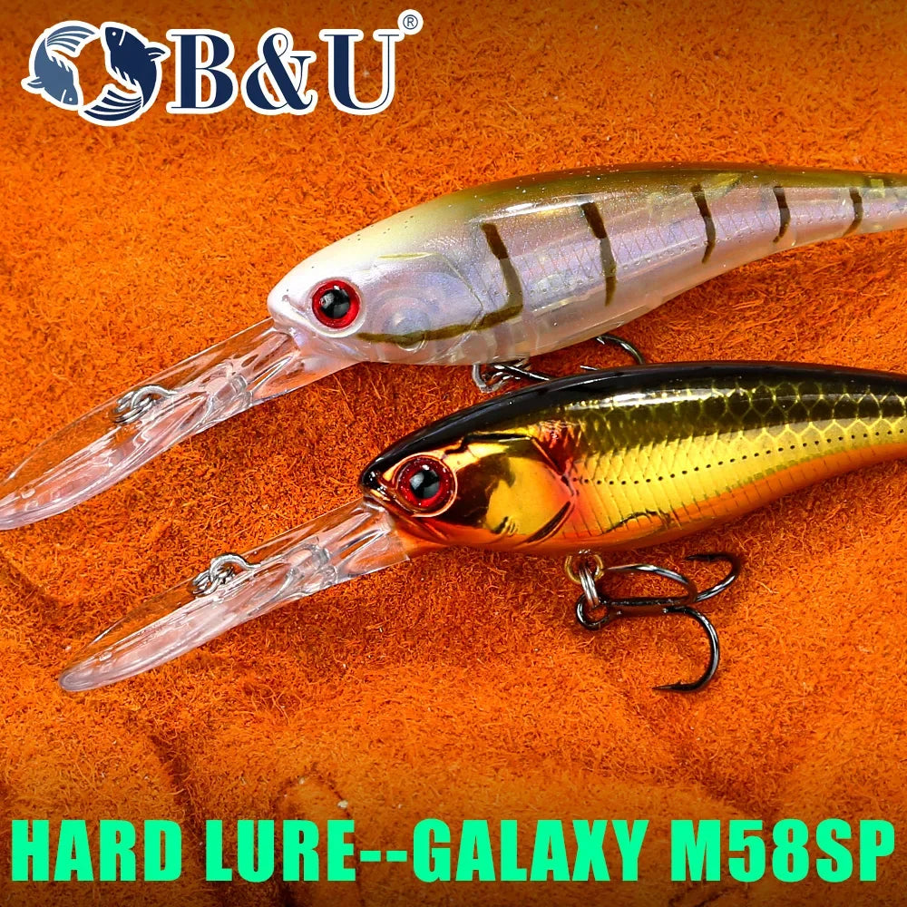 B&U 58mm Suspending Minnow Jerkbait – Bass Pike Swimbait Lure Suspending Minnow Lure P3