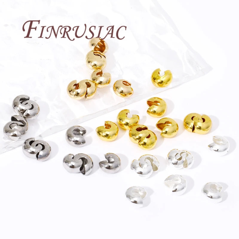 14K Gold Plated Brass Crimp End Beads – DIY Jewelry Spacers Jewelry Findings P3