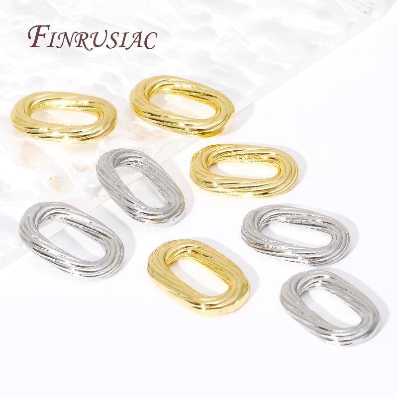 18K Gold Plated Brass Oval Twist Ring Connectors | DIY Jewelry Jewelry Connectors P3