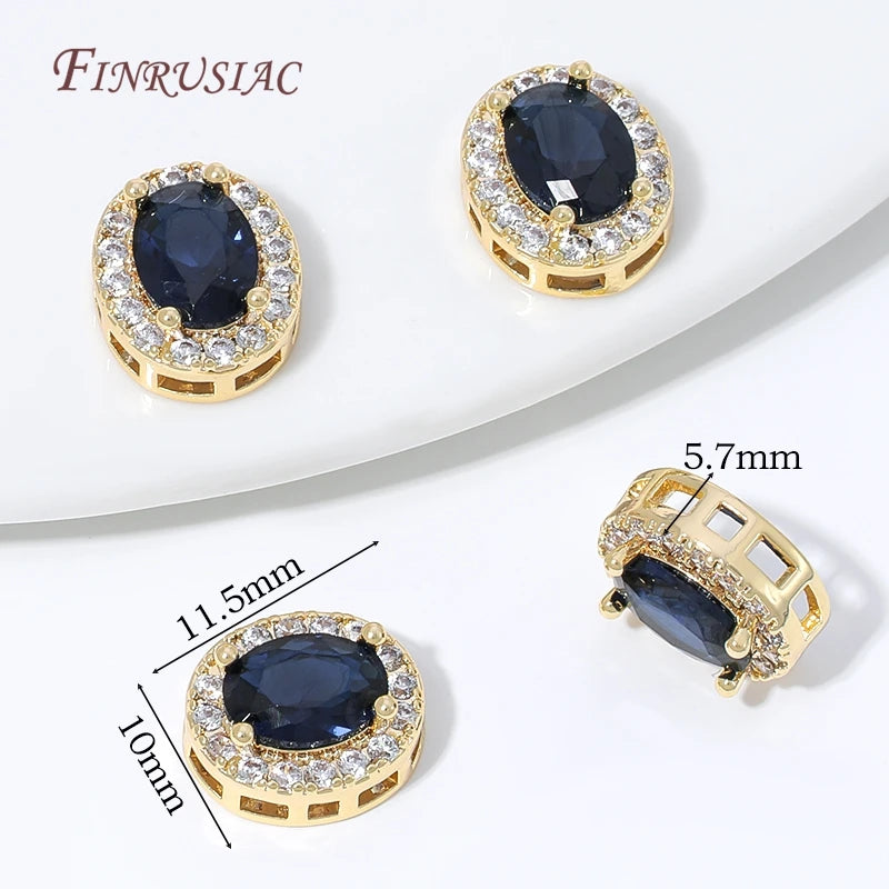 18K Gold Plated Oval CZ Spacer Beads – Multicolor Crystal DIY Jewelry Making Beads P3 18K Gold Plated 2 pieces