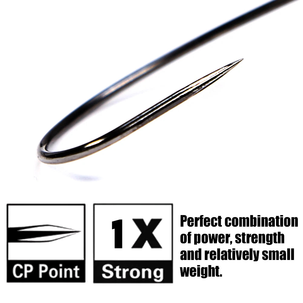 B&U Carbon Steel Offset Worm Hooks Big Eye Ring – 12/20 Pack Fishing Hooks P3