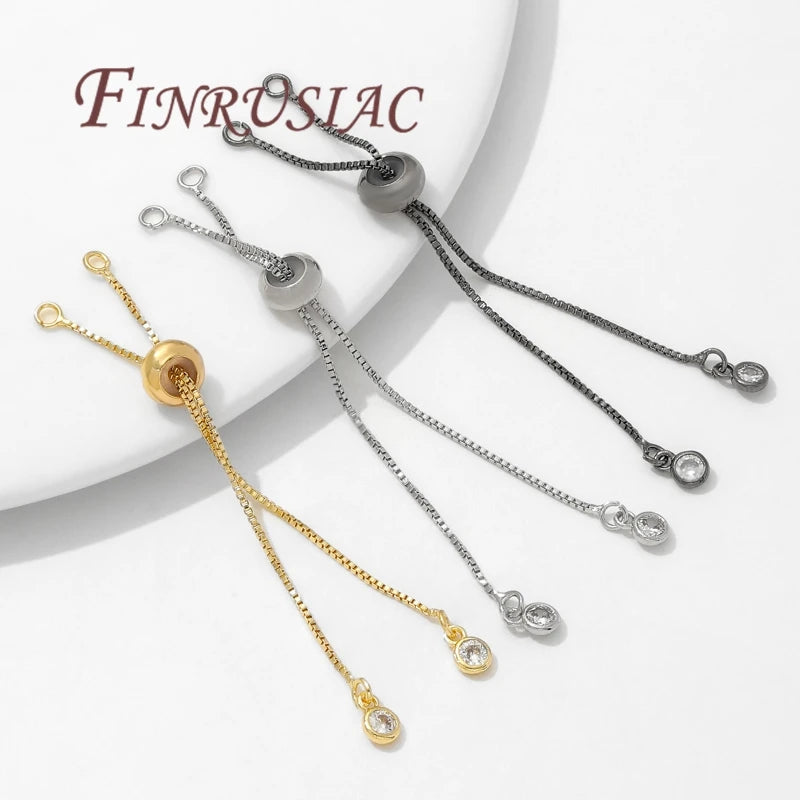 18K Gold Plated 7cm Box Chain Bracelet Extender with Silicone Bead Jewelry Extension Chain P3