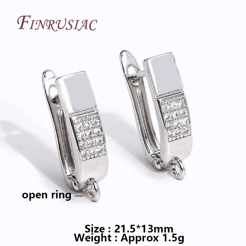 18K Gold Plated Zircon Earring Hook Clasps | DIY Jewelry Findings Earring Hook Findings P3 Rhodium Plated 2 pairs