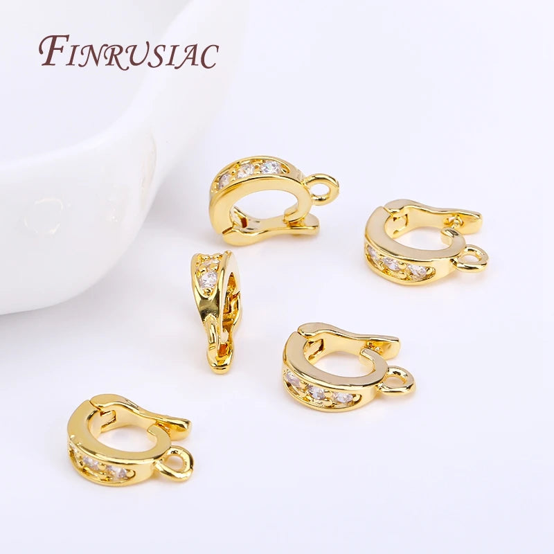 18K Gold Plated Zircon Hinged Bail Clasp | DIY Jewelry Finding Jewelry Bail Clasp P3