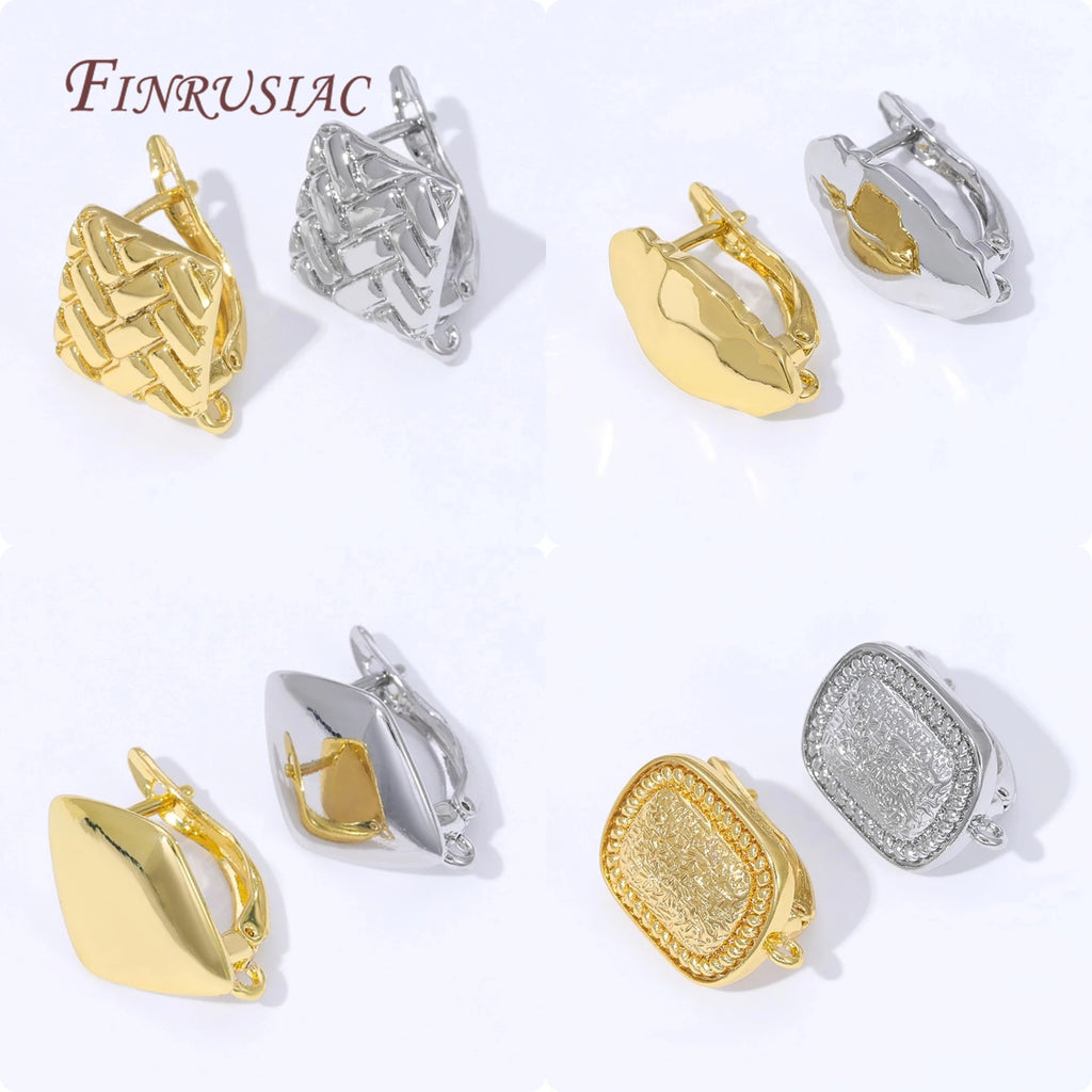 Geometric Leverback Earring Hooks 18K Gold Silver Plated 4 Styles Earring Findings P3