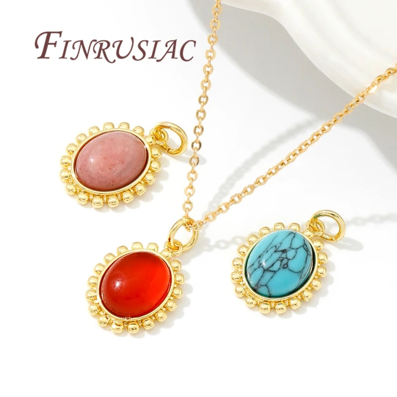 18K Gold Plated Brass Stone Charm Pendants | DIY Jewelry Making Jewelry Charm Pendant P3