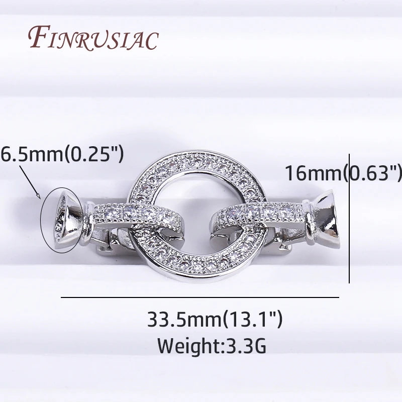 18K Gold Plated Zircon Lock Clasp for DIY Necklace Jewelry Jewelry Clasp Finding P3 Rhodium Plated 2 Pieces
