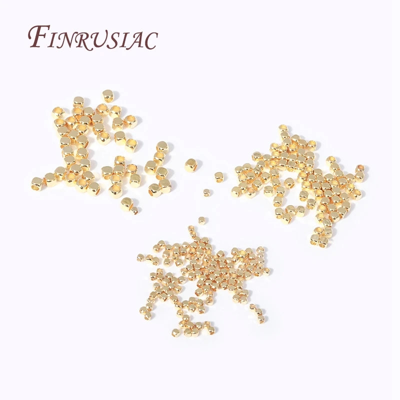 18K Gold Plated Square Cube Brass Spacer Beads 1.5–2.5mm DIY Jewelry Making Beads P3