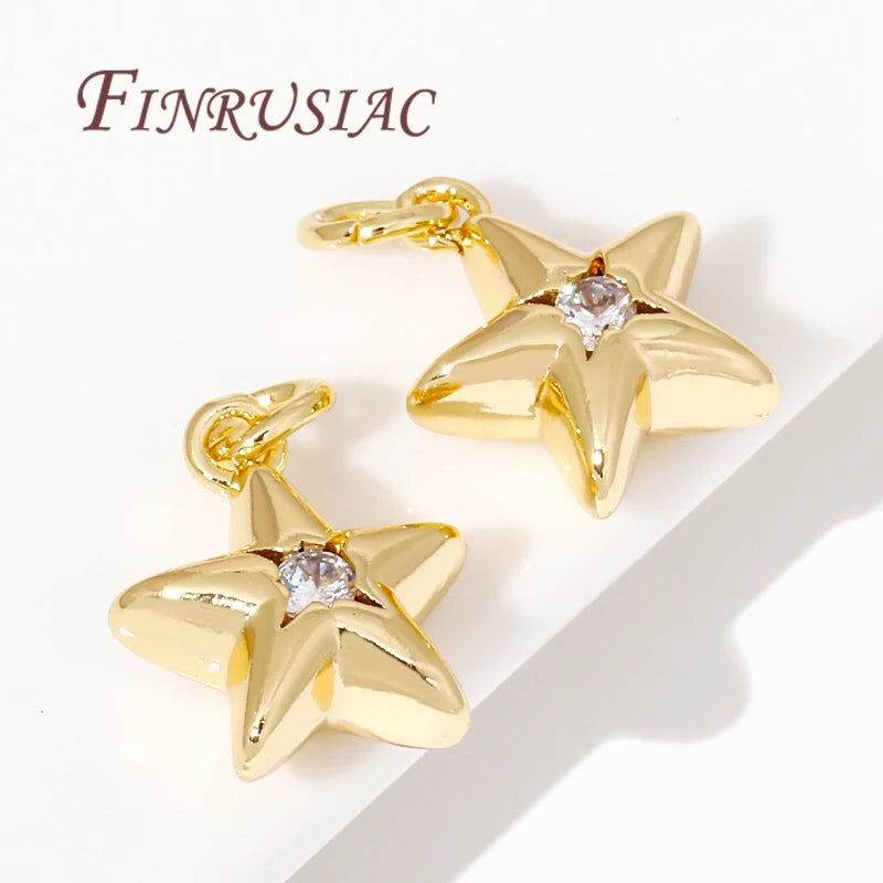 18K Gold Plated Star Charms – Brass Zircon DIY Jewelry Pendants DIY Jewelry Charms P3