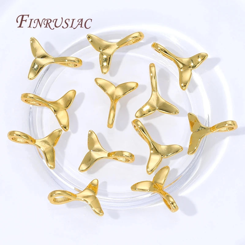 18K Gold Plated Fishtail Charm Pendants | Brass DIY Jewelry Jewelry Charm Pendants P3