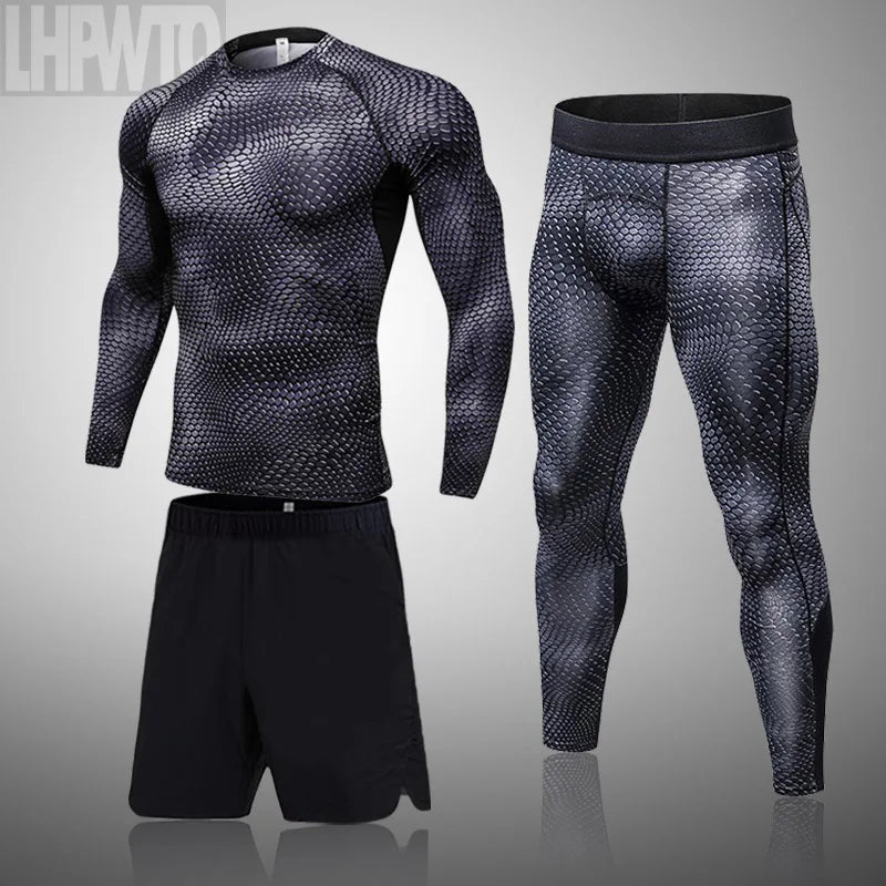 Men's MMA Compression Thermal Underwear Set | Quick-Dry Sport Compression Thermal Set P3 3-piece set S
