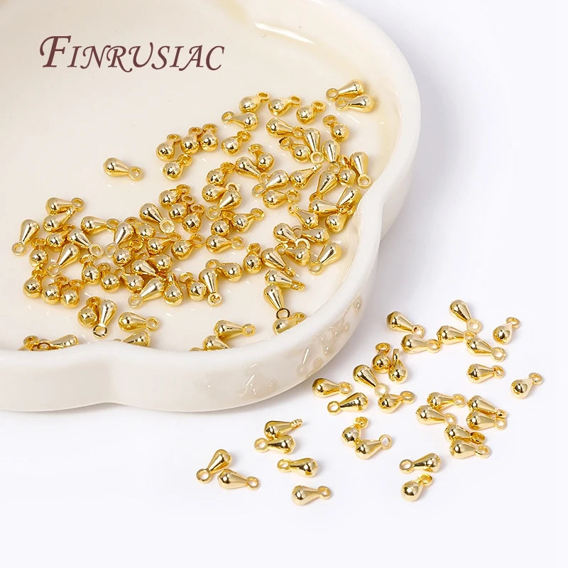 18K Gold Plated Brass Water Drop Pendant End Beads | DIY Jewelry Jewelry Pendant Findings P3