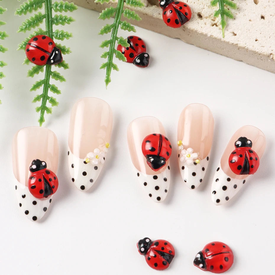 Ladybug Nail Charms Flatback Acrylic DIY Decorations 50/100pc Nail Art Charms P3