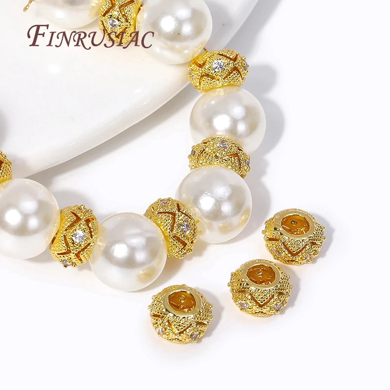 18K Gold Plated Zircon Spacer Beads – DIY Bracelet Jewelry Jewelry Spacer Beads P3