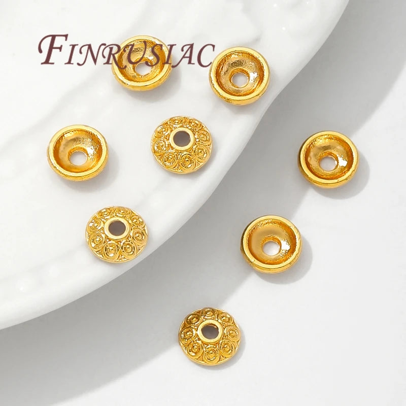 18K Gold Plated Round Bead Caps 7mm – DIY Jewelry Spacer Findings Jewelry Bead Caps P3