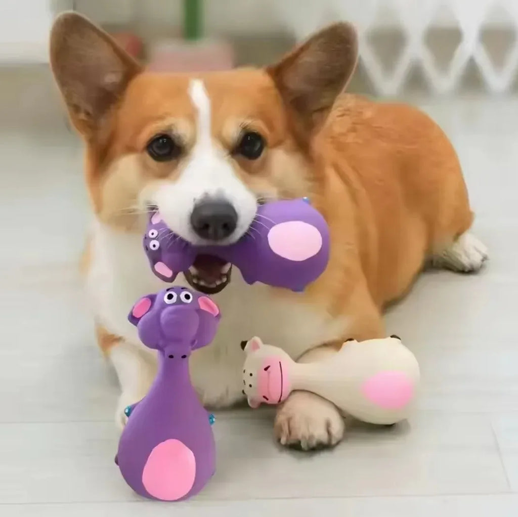 NOCCLILI Squeaky Latex Dog Chew Toy | Elephant & Cow Cartoon Squeaky Dog Toy P3