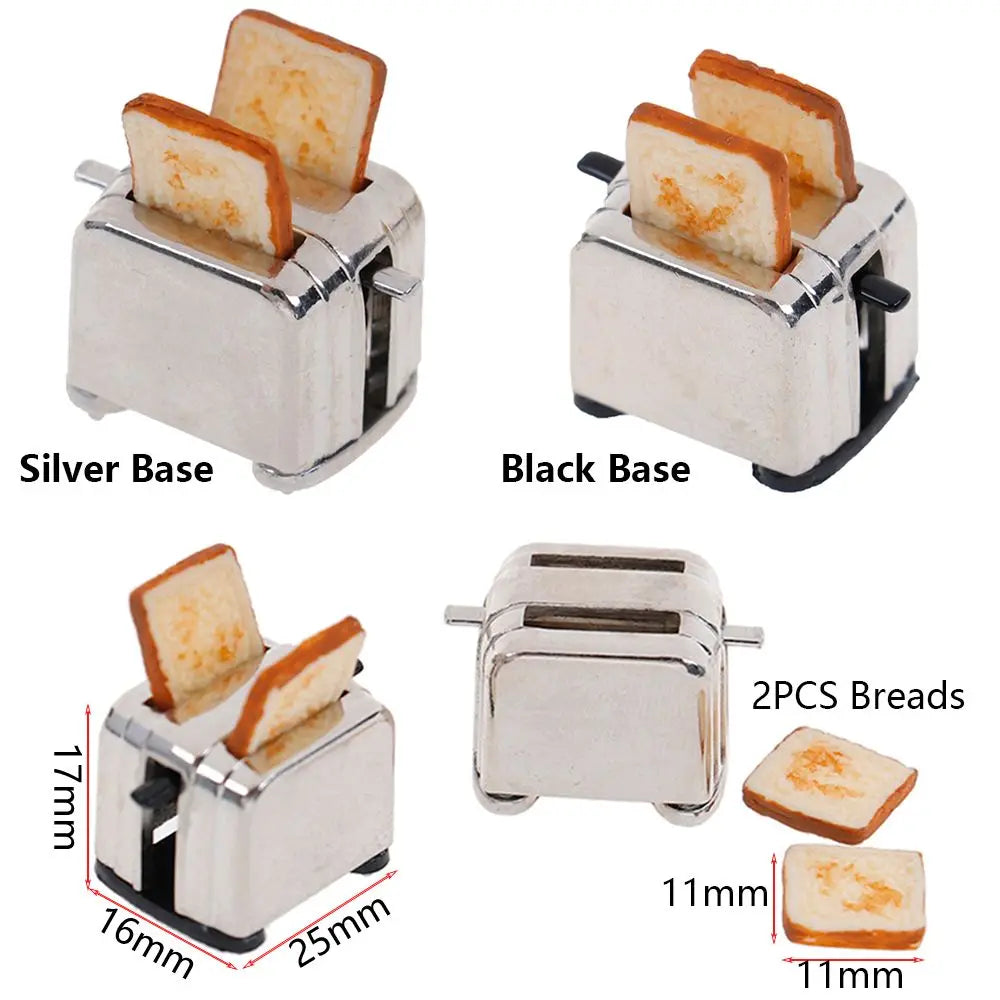 Miniature Dollhouse Toaster Set | 1:12 Kitchen Toy with Bread Dollhouse Miniature P3