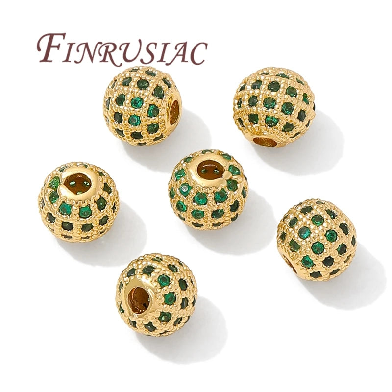 18K Gold Plated Zircon Spacer Beads – Brass DIY Jewelry Making Jewelry Spacer Beads P3